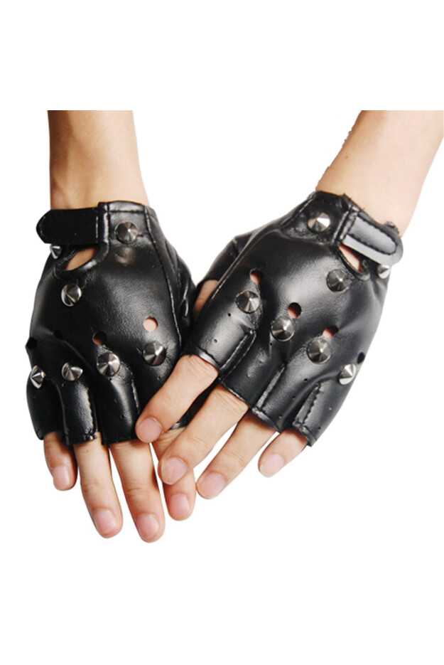 Metal Detaylı Deri Eldiven
