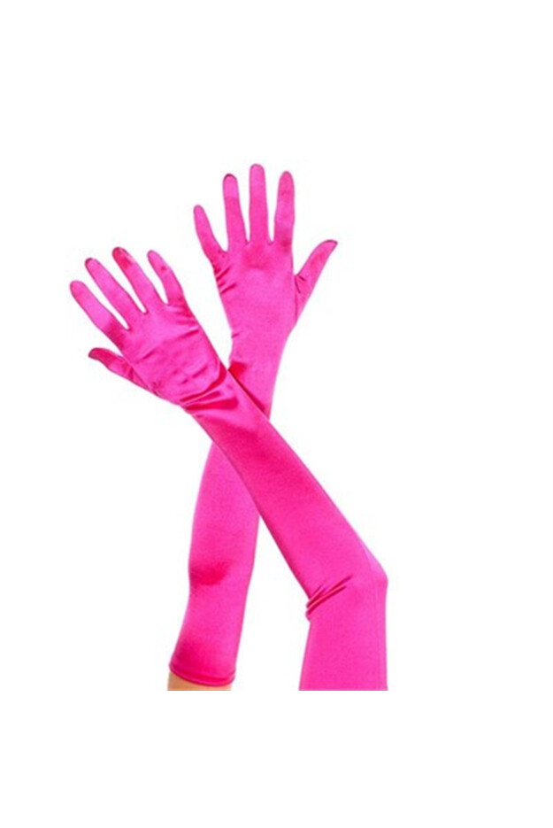 Pembe Saten Uzun Eldiven