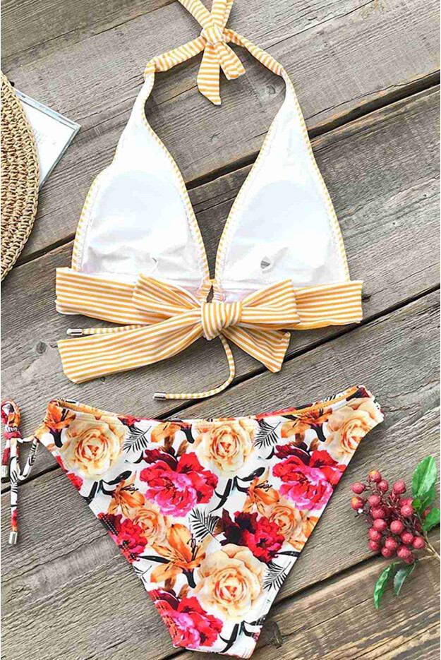 Angelsin Bağlamalı Çiçekli Bikini Alt Çok Renkli