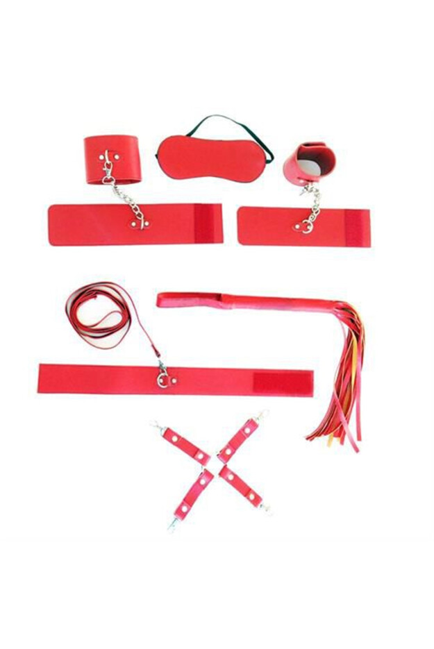 Fantazi Kırmızı Kelepçe Kırbaç Set
