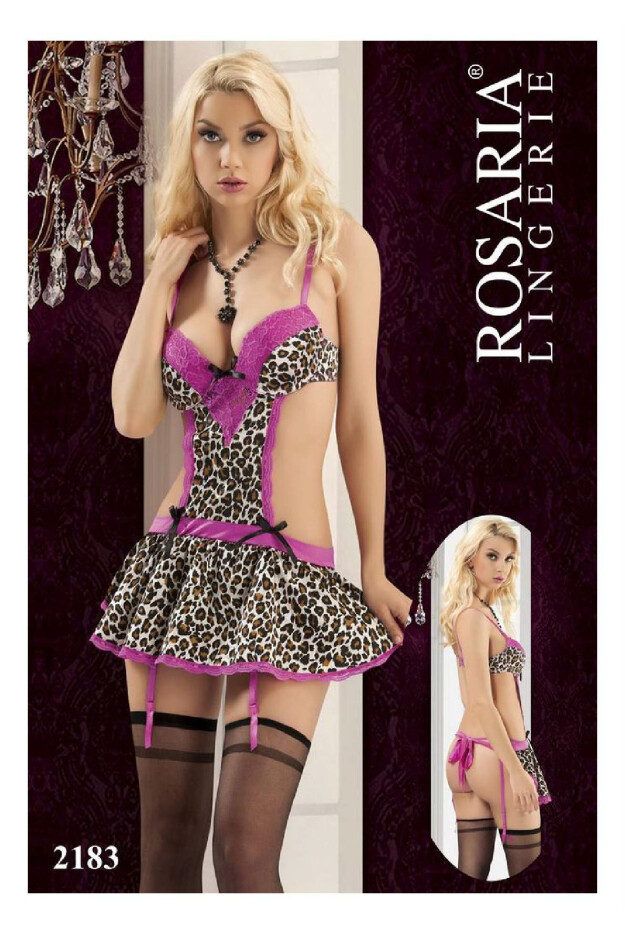 Rosaria Fuşya Leopar Babydoll